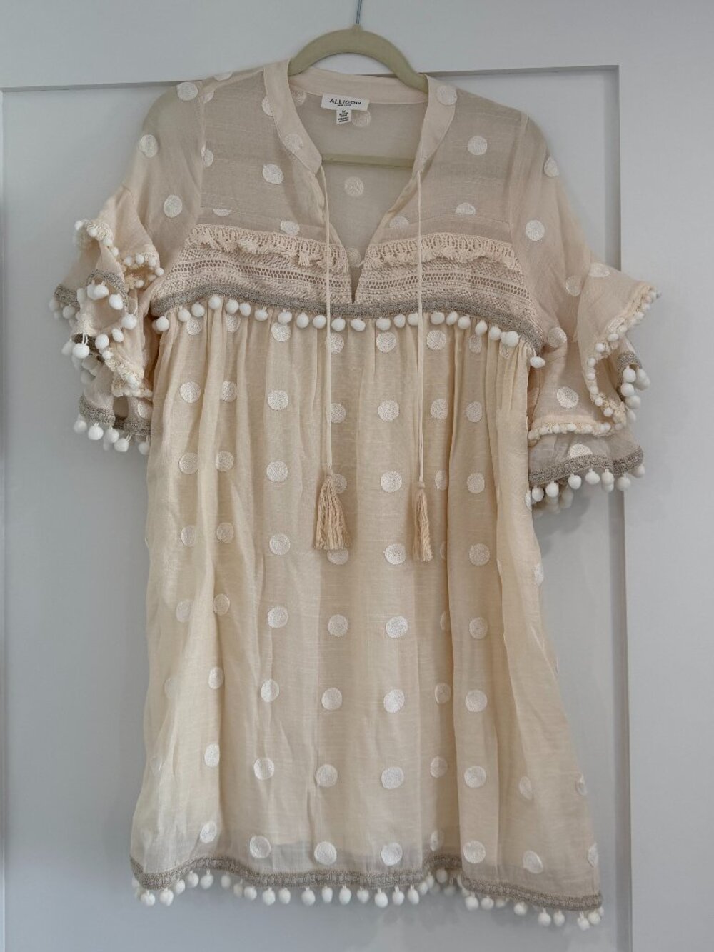 Allison New York Cream Dot Dress - Small